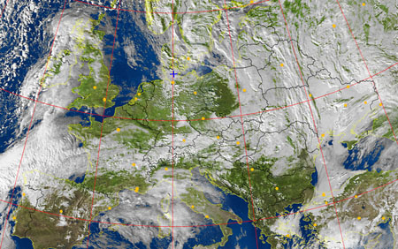A weather satellite image received with the APT-06 receiver and the KX-137 antenna.